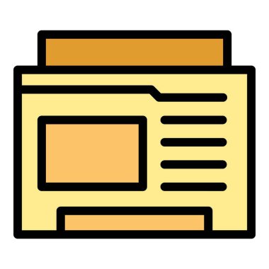 Gizlilik web penceresi simgesi ana hatları vektörü. Güvenlik kontrolü. Veri güvenli renk düzlüğü