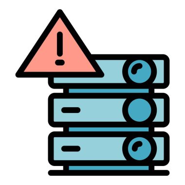 Sunucu güvenlik uyarı simgesi ana hatları vektörü. Güvenlik şifresi. Antivirüs veri rengi düz