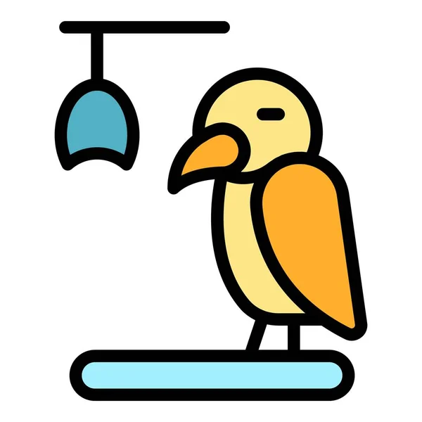 Vettore Contorno Icona Uccello Domestico Cura Degli Animali Colore Accessorio — Vettoriale Stock