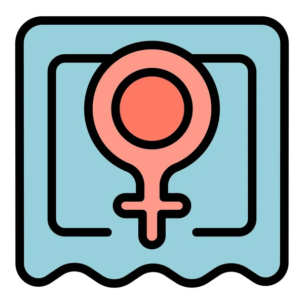 女性避妊アイコンアウトラインベクトル 健康ホルモン 誕生コントロール色フラット — ストックベクタ