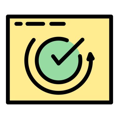 Güvenli tazeleme simgesi ana hatları vektörü. Güvenlik şifresi. Antivirüs veri rengi düz