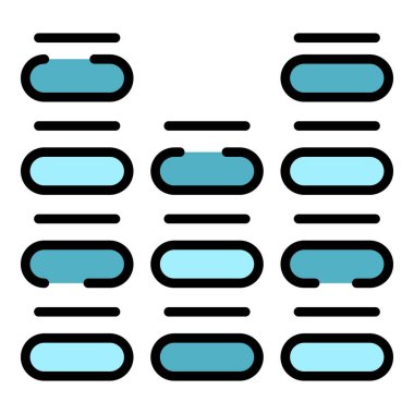 Eşitleştirici simge ana hatları vektörü. DJ müziği. Ses örnekleyici rengi düz