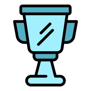 Spor kupası ikonu ana hatları vektörü. Spor aletleri. Egzersiz alıştırma rengi düz