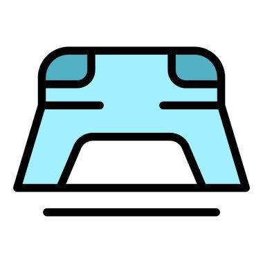 Fitness duruşu ikon ana hatları vektörü. Spor aletleri. Eğitim kardiyo rengi düz