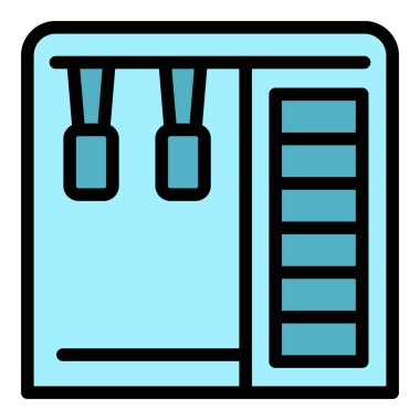 Jimnastik köşesi ekipman ikonu ana hatları vektörü. Spor sporu. Kardiyo ağırlığı rengi düz