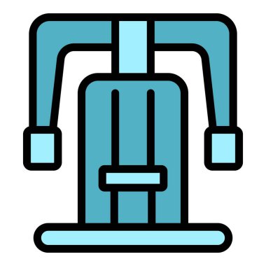 Kardiyo el ekipmanı ikonu ana hatları vektörü. Spor eğitimi. Spor salonu rengi düz