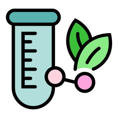 Test tüpü kozmetik ikon ana hatları vektörü. Yüz derisi. Tıbbi bakım rengi düz