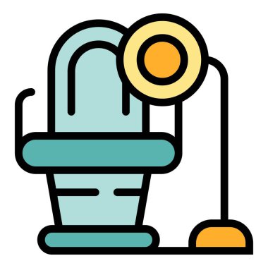 Spa koltuğu ikon ana hatları vektörü. Yüz bakımı. Cilt güzellik rengi düz