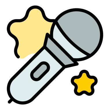 Vip olayı mikrofon simgesi ana hatları vektörü. Müzik konseri. Sinema sanatı rengi düz