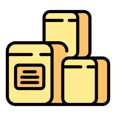 Bağış kutusu yığın ikon ana hatları vektörü. Yardım edin. İnsanlar olay rengi düz