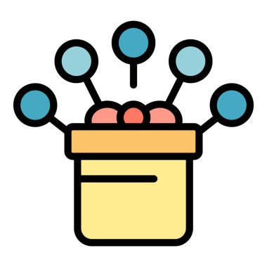 Bağış kutusu ikonu ana hatları vektörü. Bağış etkinliği. Para yardımı rengi düz