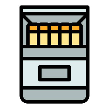 Sigara kutusu ikonu ana hat vektörü. Puro tütünü. Yanık paketi rengi düz