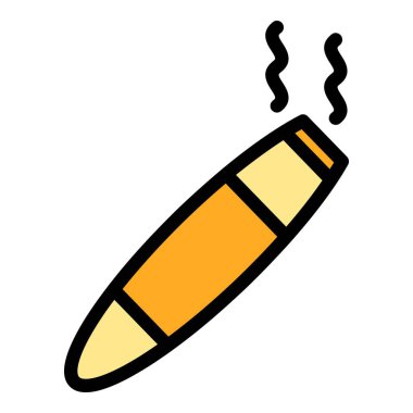 Yuvarlanmış puro ikonu ana hatları vektörü. Sigara dumanı. Vink boru rengi düz