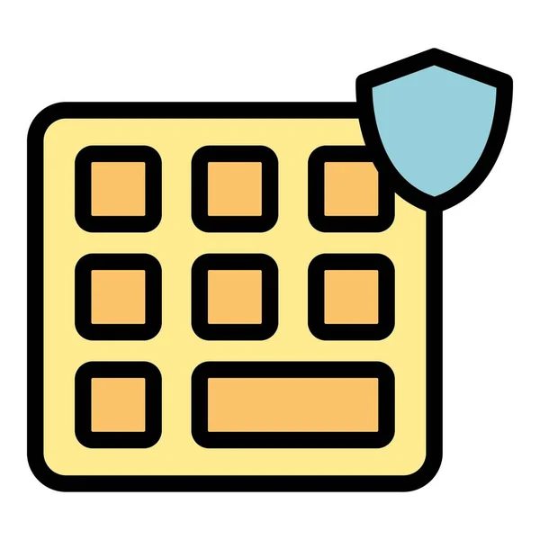 Calendar Privacy Icon Outline Vector Data Secure Lock Login Color — Stock Vector