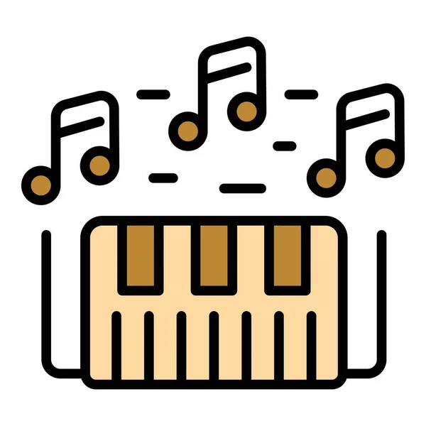 Sintetizador Icono Contorno Vector Piano Instrumento Audio Color Plano — Vector de stock