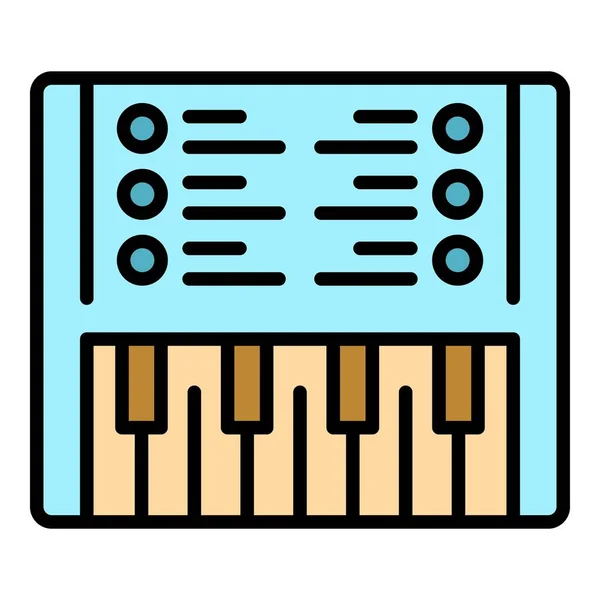 Вектор Контура Иконки Фортепиано Электронный Инструмент Цвет Музыкальной Клавиатуры — стоковый вектор