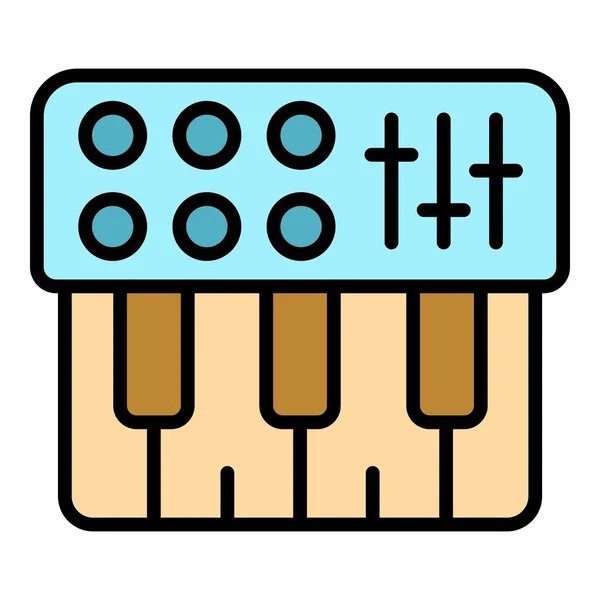 Ikona Syntezatora Organów Wskazuje Wektor Muzyka Kolor Instrumentu Audio Płaski — Wektor stockowy