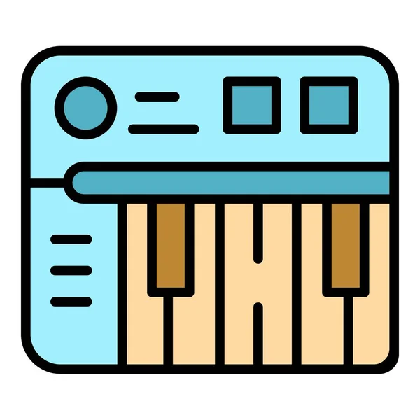 Der Umrissvektor Des Digitalen Synthesizersymbols Piano Audio Instrument Farbe Flach — Stockvektor