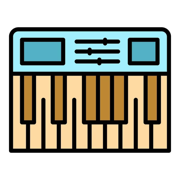 Sintetizador Equipamento Ícone Contorno Vetor Piano Musical Áudio Instrumento Cor — Vetor de Stock