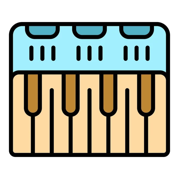 Synthesizer Controller Symbol Umrissvektor Musik Audio Instrument Farbe Flach — Stockvektor