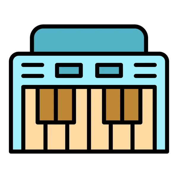Grabación Sintetizador Icono Contorno Vector Piano Mezclador Control Color Plano — Vector de stock