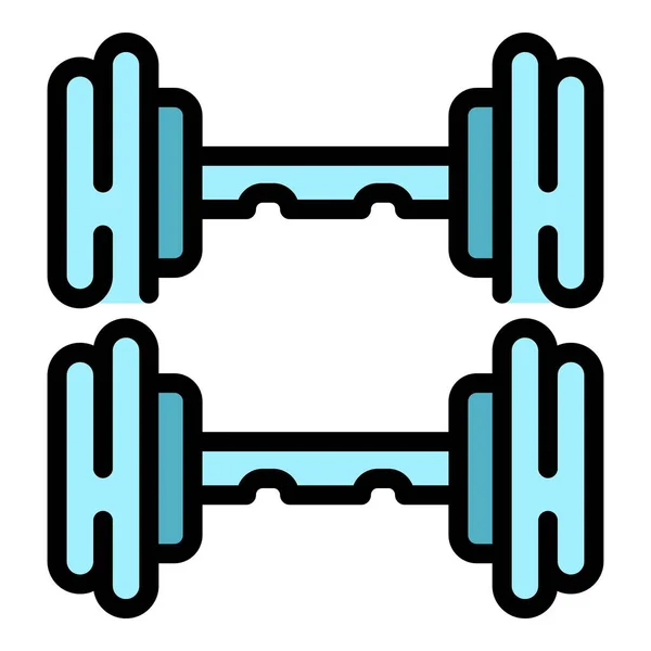 体操钟架图标矢量轮廓 运动体重 健康运动员颜色扁平 — 图库矢量图片