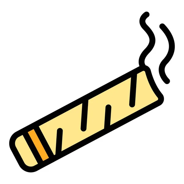 Riechen Sie Den Umrissvektor Des Zigarrensymbols Zigarettentabak Rauchfilter Farbe Flach — Stockvektor