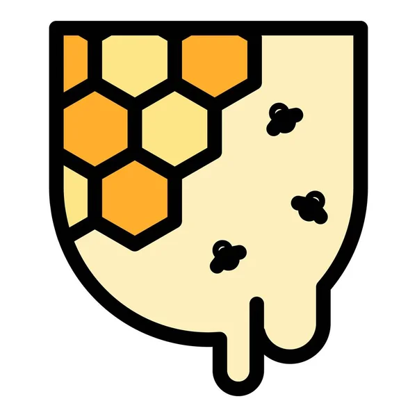 Honeycomb Nektar Ikon Kontur Vektor Bikupan Honung Mat Färg Platt — Stock vektor