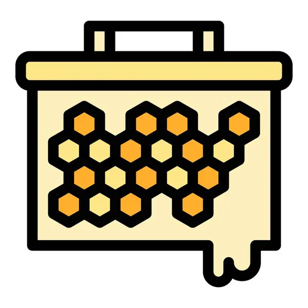 Ikone Des Honigbienenständers Umreißt Vektor Blütenpropolis Sirup Pflanzenfarbe Flach — Stockvektor