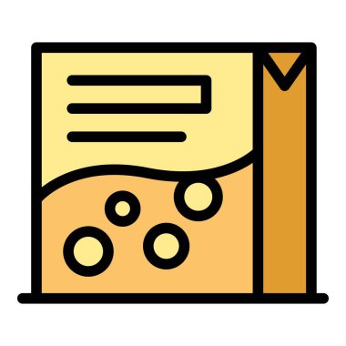 Yemek müsli ikonu ana hatları vektörü. Mısır gevreği sütü. Kase mısır rengi düz