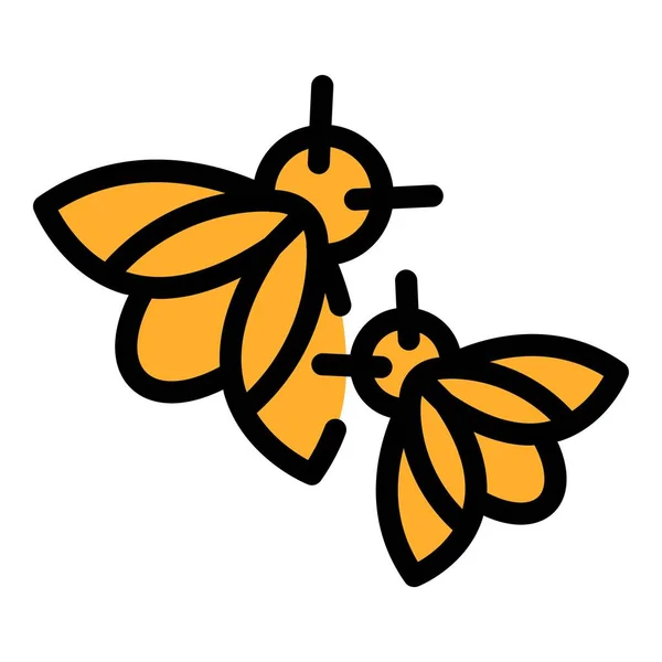 Fly Biene Symbol Umrissvektor Honignektar Propolis Blütenfarbe Flach — Stockvektor