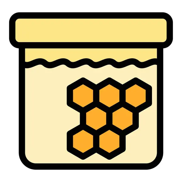 Nektarkamm Symbolumrissvektor Honiggarten Bienenstock Blütenfarbe Flach — Stockvektor
