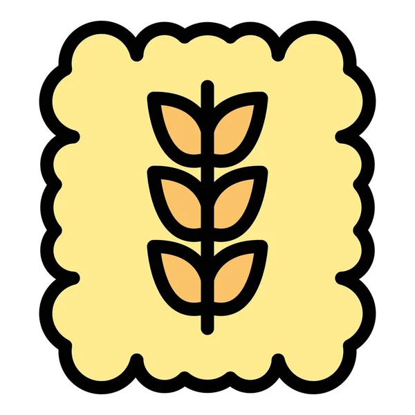 Вектор Контура Иконок Пшеничных Хлопьев Зерновая Кукуруза Пищевой Цвет Плоский — стоковый вектор