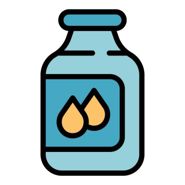 Süt şişesi ikonu ana hatları vektörü. Sebze içeceği. Gıda soya rengi düz