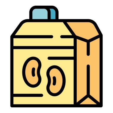 Kaju içeceği ikonu ana hatları vektörü. Sebze sütü. Vejetaryen gıda rengi düz