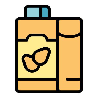 Süt paketi ana hatları vektörü. Sebze suyu paketi. Gıda taze renk düz