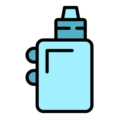 Modern Vape ikonu ana hatları vektörü. Elektronik sigara. Duman suyu rengi düz.