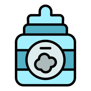 Şişe suyu ikonu ana hatları vektörü. Elektronik sigara. E sıvı renk düz