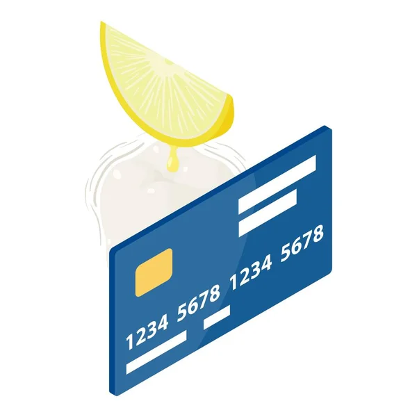 Ícone Sensibilidade Esmalte Vetor Isométrico Fatia Limão Dente Cartão Crédito — Vetor de Stock