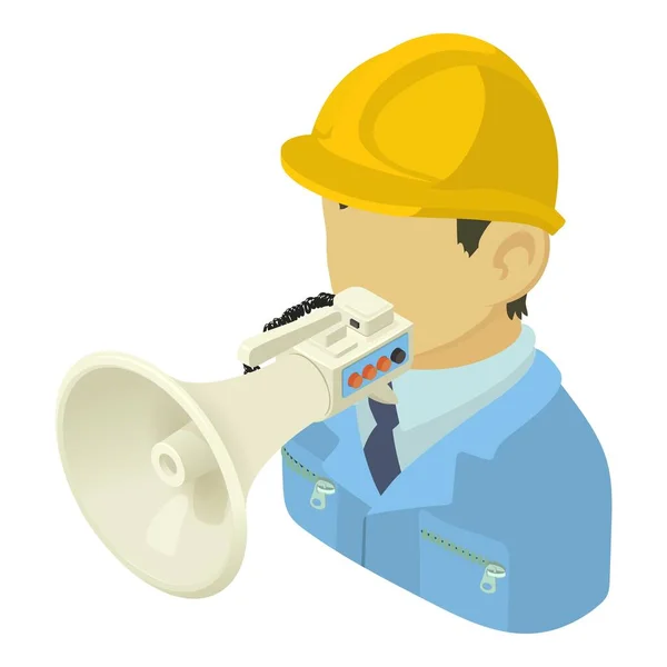 Contractor Speech Icon Isometric Vector Contractor Character Loudspeaker Public Speaking — Stock Vector