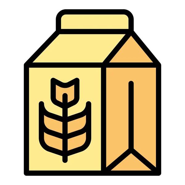 Вектор Контура Упаковки Овощного Молока Веганский Напиток Цвет Сои Плоский — стоковый вектор