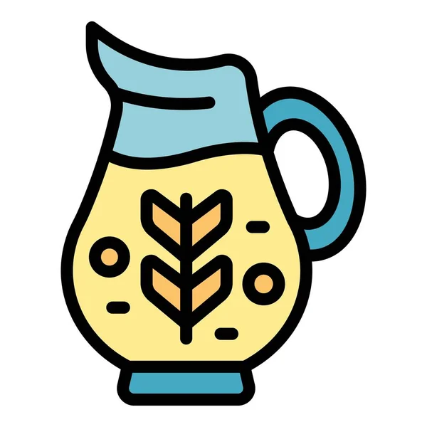 Φυτικό Ποτό Βάζο Εικονίδιο Περίγραμμα Διάνυσμα Χορτοφαγικά Γάλα Σόγια Χρώμα — Διανυσματικό Αρχείο