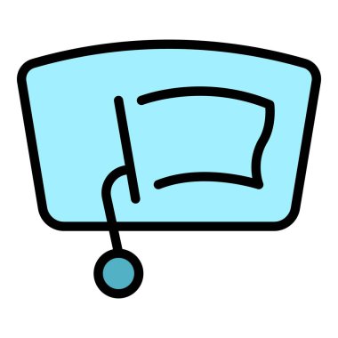 Otomatik cam sileceği ikon ana hatları vektörü. Arabanın ön camı. Pencere yağmur rengi düz