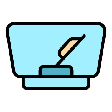 Araba cam sileceği ikon ana hatları vektörü. Ön cam camı. Pencere temizleme rengi düz