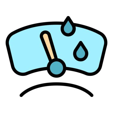 Ön cam sileceği ikon ana hatları vektörü. Arabanın ön camı. Cam pencere rengi düz