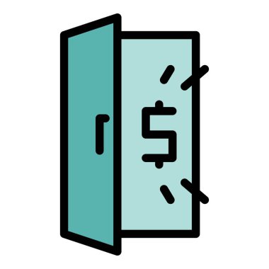 Gelir kapısı simgesi ana hat vektörünü aç. Özgürlük parası. Bedava renk düzlüğü