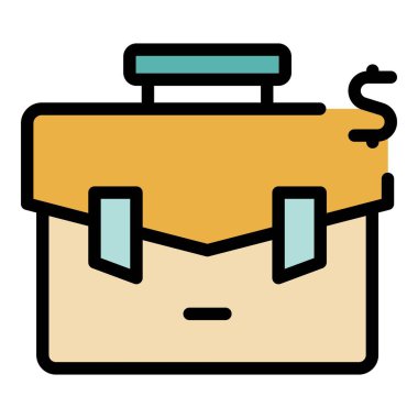 Mali çanta ikonu ana hat vektörü. Parasız. Varlıklar madeni para rengi düz