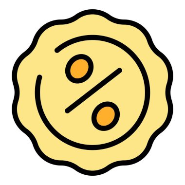 Yüzde satış ikonu ana hatları vektörü. Mağaza ödemesi. Çevrimiçi sıra rengi düz