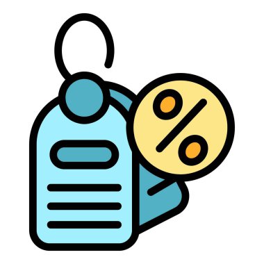 Satış etiketi kıyafet ikonu ana hatları vektörü. İş teklifi. Özel sipariş rengi düz