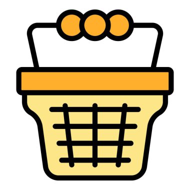 Alışveriş sepeti ikonu ana hatları vektörü. Online teklif. Sözleşme rengi düzleştir